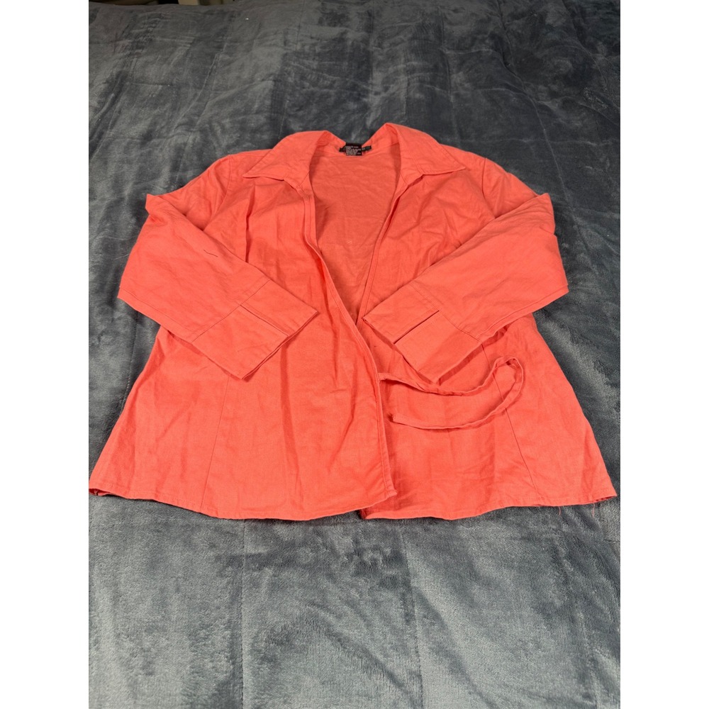 Autograph New York Linen Blend Coral Orange‎ Button Up Jacket Size S